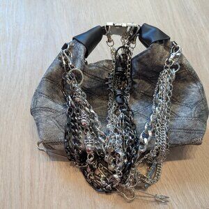 Stylish Gray and Black Hobo Bag